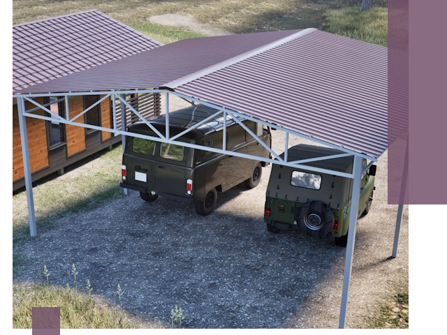 Двускатные навесы под ключ в Мурманске — изготовление и монтаж